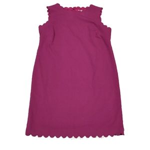 Chicos Womens Pink Scallop Hem Petal Edge Zip Up Shift Midi Dress